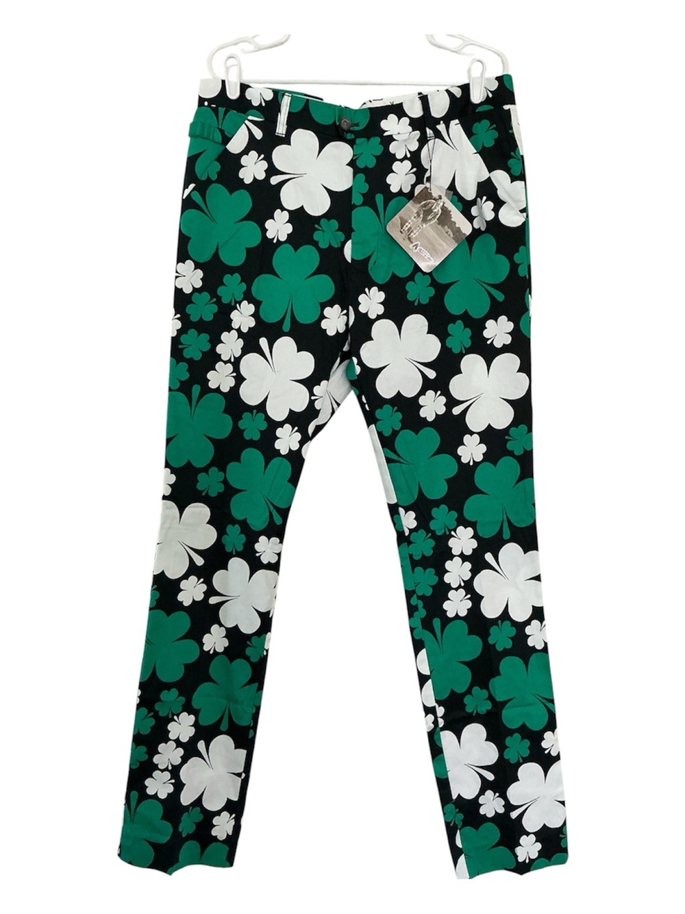 Royal and Awesome Men`s 36x34 Golf Paddy Par Green White Shamrock Pants NWT